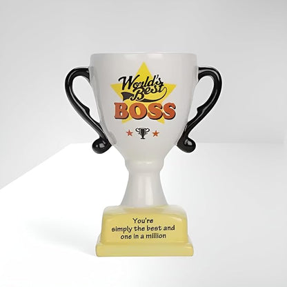 World's Best Boss Trophy, Ceramic Cup Design, 16 cm