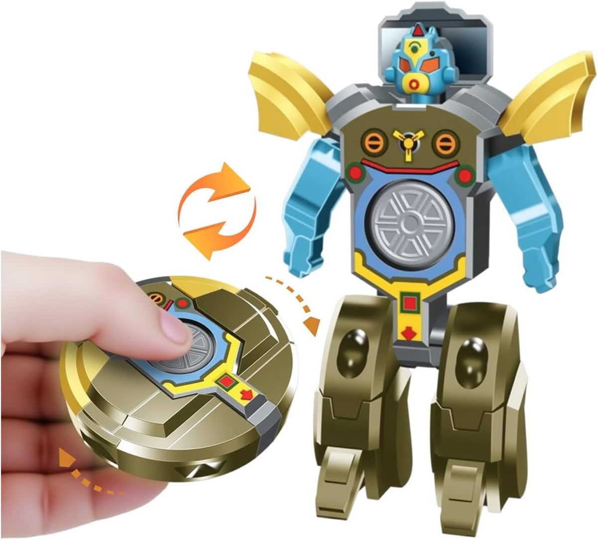 Transforming Spinner Robot Toy Set of 10 for Boys & Girls | 6 CM Plastic Spinning Toy (Random Design ) Cod Not Available