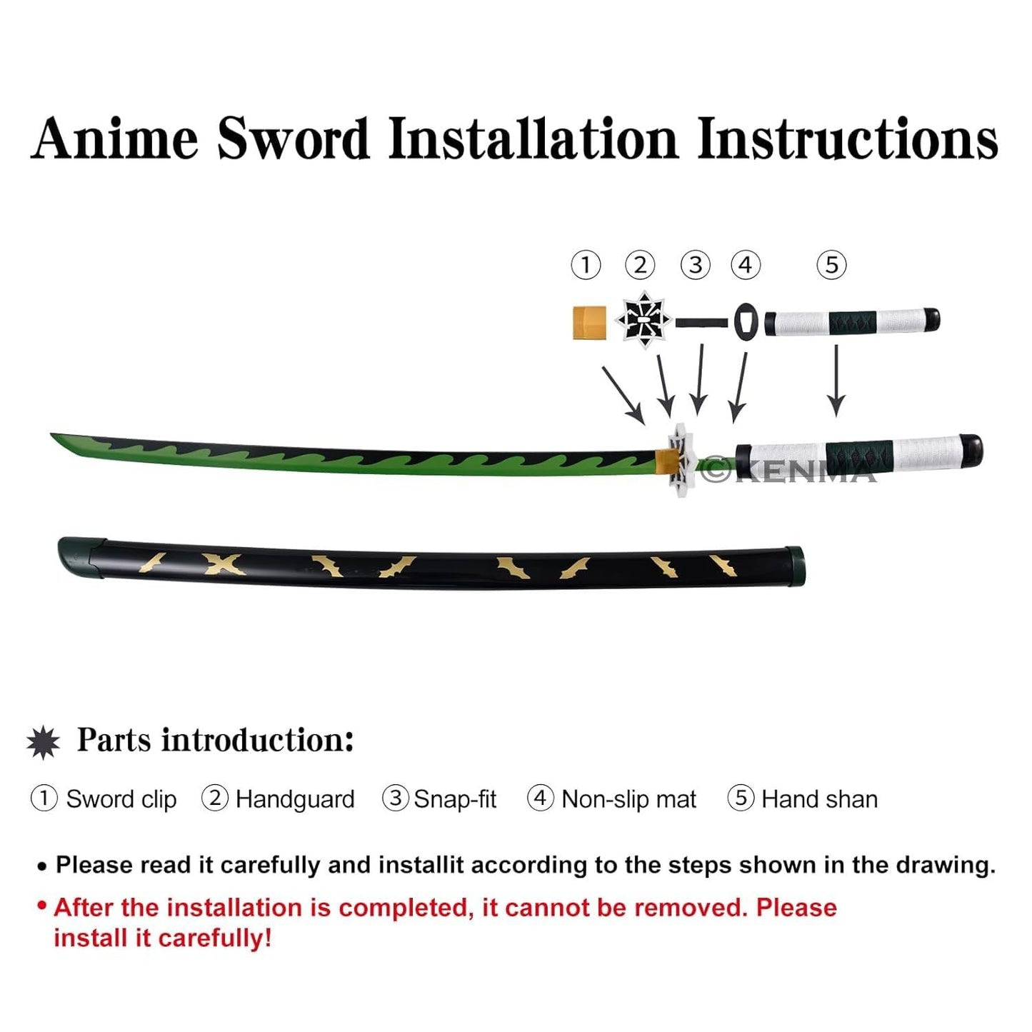 Tanjiro Green Anime Katana Sword Toy for Kids – Samurai Sword with Scabbard | Tanjiro Green Blade Ninja Cosplay Sword for Halloween Costume, Role Play & Anime Fans (104 cm)