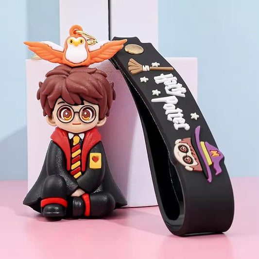 Harry Potter Keychain with Loop and Hook Key Chain - Anime Key Ring for Girls Boys | Silicone Key Chain, Bag Charm | Stylish Keyring, Bike Keychain