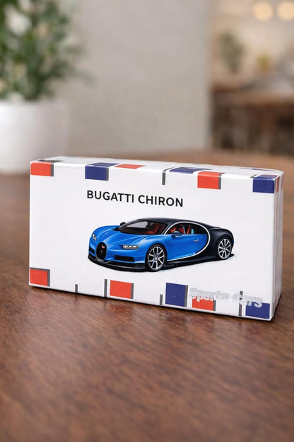 Bugatti Chiron 1:64 Scale Miniature Sports Car Model – Blue & Black Collectible Toy with Box | COD Not Available