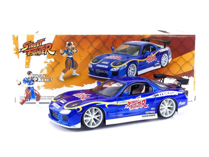 Jada Street Fighter 1:24 1993 Mazda RX-7 Die-Cast Car & 2.75" Chun-Li Figure, Toys for Kids and Adults(COD NOT AVAILABLE)