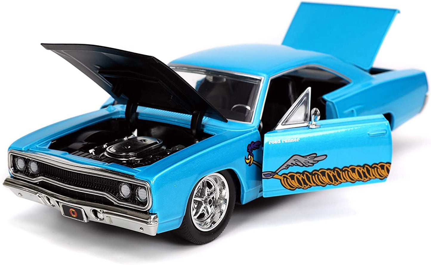 Looney Tunes 1:24 1970 Plymouth Roadrunner Die-cast Car and 2.75"" Wile E. Coyote Figure, Toys for Kids and Adults( COD NOT AVAILABLE)