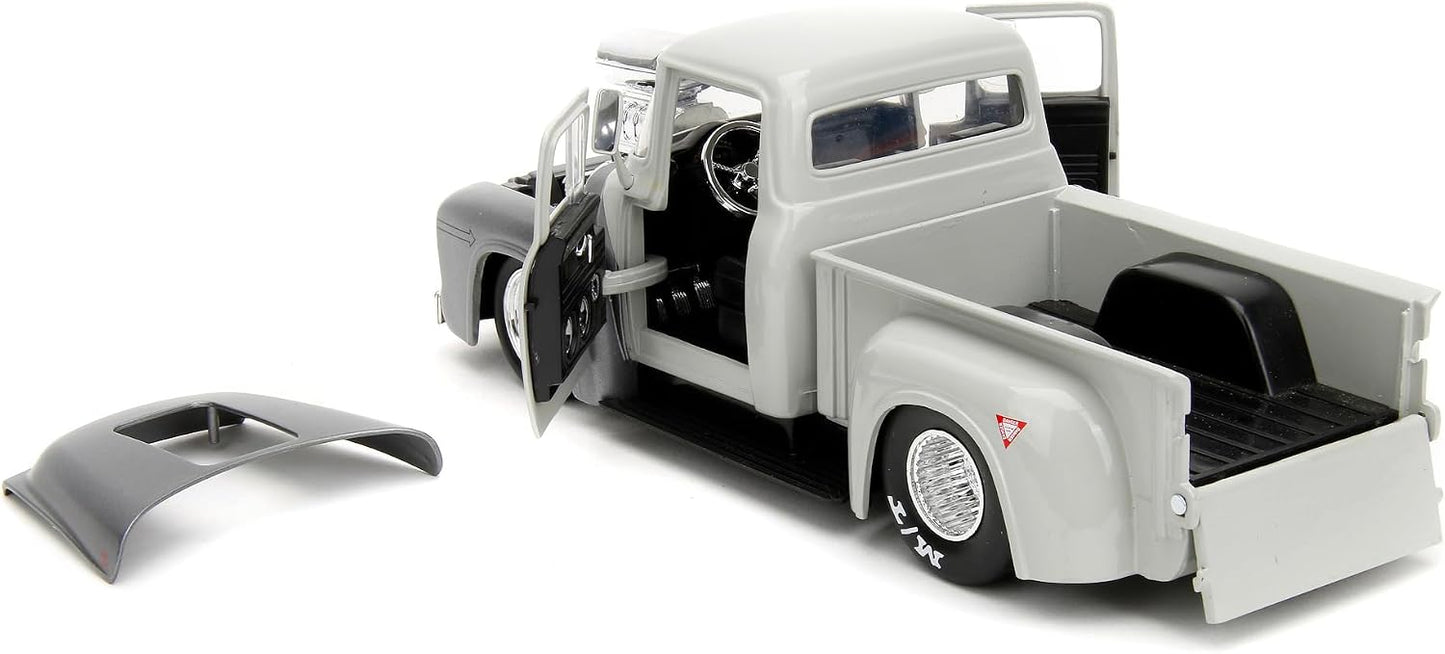 Jada Toys Street Fighter 1956 Ford Pickup 1:24 Die-Cast Model Car with Guile Figure, Opening Doors, Hood & Trunk, Collectible Vehicle for Kids & Fans(COD NOT AVAILABLE)