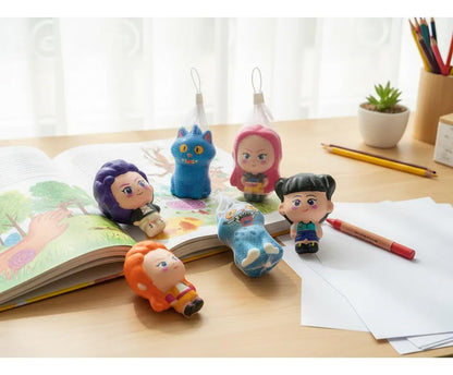 K POP Demon Hunters Squishy Toys Set of 2 | Stress Relief Squishies for Kids | Soft Slow Rising Squeeze Toys | Collectible Figures | Birthday Return Gifts (Rumi Purple Hair)