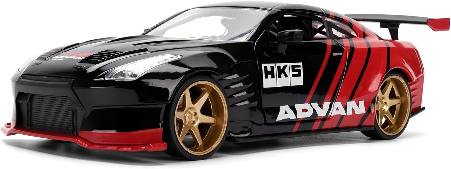 Jada 2009 Nissan GT-R Ben Sopra HSK Advan, Black/Red Toys 37022-1/24 Scale Diecast Model Car( COD NOT AVAILABLE)