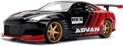 Jada 2009 Nissan GT-R Ben Sopra HSK Advan, Black/Red Toys 37022-1/24 Scale Diecast Model Car( COD NOT AVAILABLE)