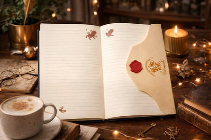 Harry Potter Hardcover Journal Diary, Vintage Writing Paper Notebook, 92 sheets Magnetic Cover (192 Pages) (White)