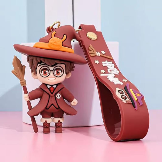 Harry Potter Keychain with Loop and Hook Key Chain - Anime Key Ring for Girls Boys | Silicone Key Chain, Bag Charm | Stylish Keyring, Bike Keychain