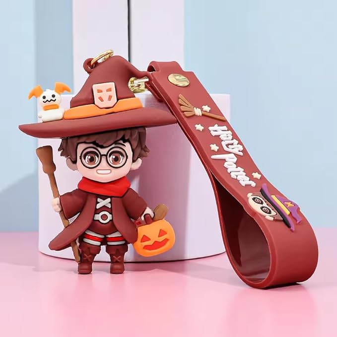 Harry Potter Keychain with Loop and Hook Key Chain - Anime Key Ring for Girls Boys | Silicone Key Chain, Bag Charm | Stylish Keyring, Bike Keychain