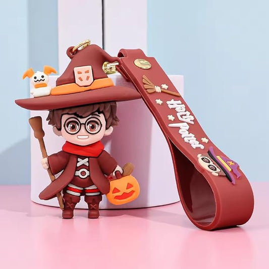 Harry Potter Keychain with Loop and Hook Key Chain - Anime Key Ring for Girls Boys | Silicone Key Chain, Bag Charm | Stylish Keyring, Bike Keychain
