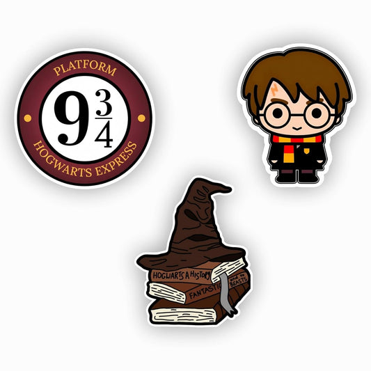 Harry Potter MDF Wood Fridge Magnet Pack of 3 | Platform 9¾, Wizard Boy & Hat Design | Strong Magnetic Decorative Refrigerator Magnets | Gift for Harry Potter Gifts| 10x6 cm