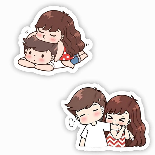 Cute Couple MDF Wooden Fridge Magnet | Romantic Cartoon Love Design | Decorative Magnet for Refrigerator, Home & Office