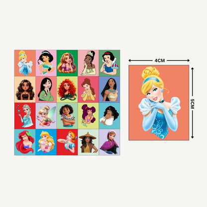Princess Fridge Magnets Set of 20 | Rectangular Character Magnets | Decorative Kitchen, Whiteboard, Locker Accessories | Strong Magnetic for Kids & Home Dcor (4x5 cm)