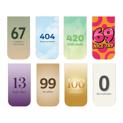 Number Mood Bookmark Set of 10-8 Magnetic Bookmarks + 2 Paper Bookmarks for Book Lovers, Aesthetic Bookmarks, Magnetic Bookmarks for Readers (11 x 2.9 cm)