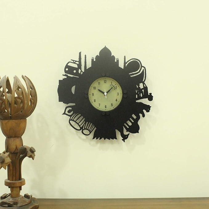 Incredible India Backlight Wall Clock – Glow-in-the-Dark Cultural Decor Featuring Taj Mahal, Camel & More (12 Inch)