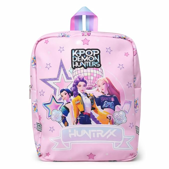 K POP Demon Hunters Kids Backpack for Girls | Cute Cartoon School Bag | Lightweight & Spacious | Adjustable Straps | Pink & Blue Designs | Ideal for School, Travel & Daily Use (Random 1 Pcs)