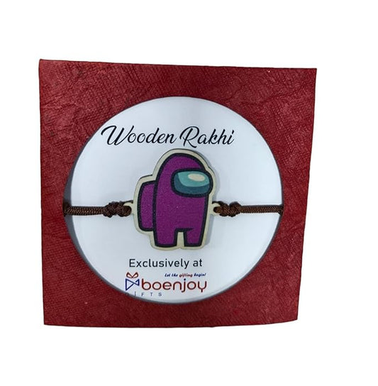 Among Us Purple | Premium Wooden Rakhi | Soft Nylon Thread | Size - 4 x 3 cm