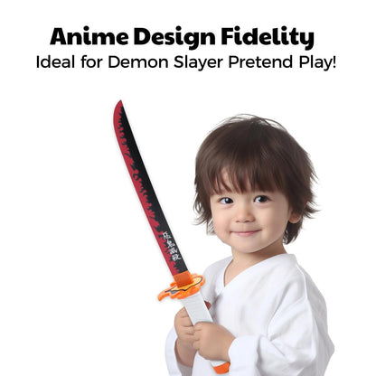 Demon Slayer Wooden Katana Sword 23.6 Inch Anime-Inspired Toy Sword with Scabbard & Stand | Safe Cosplay Prop for Pretend Play & Costume Use (Demon Slayer (Rengoku)