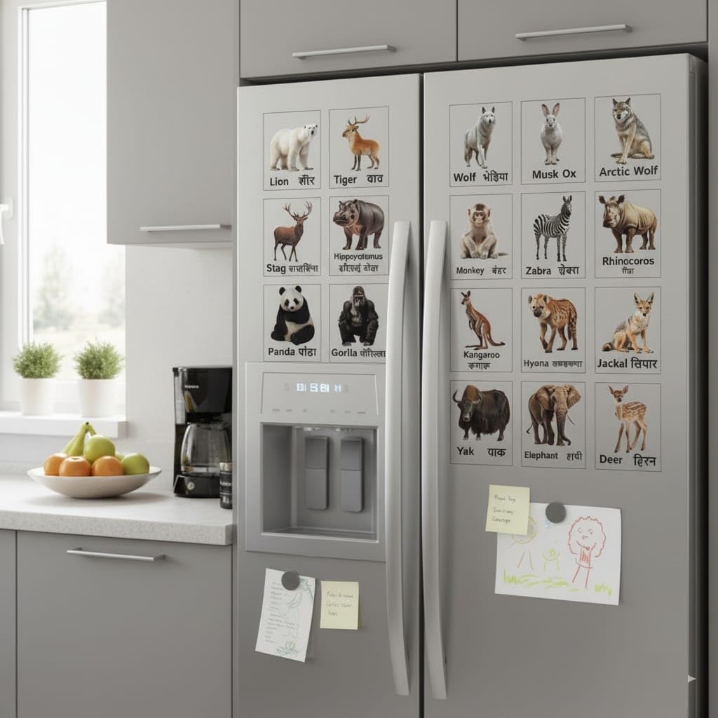 Arctic Animal Magnet Set 20 | Educational Fridge Magnets for Kids | Polar Bear, Reindeer, Arctic Fox, Penguin & More | Learning Toy for Home, School & Classroom Decor (4x5 cm)