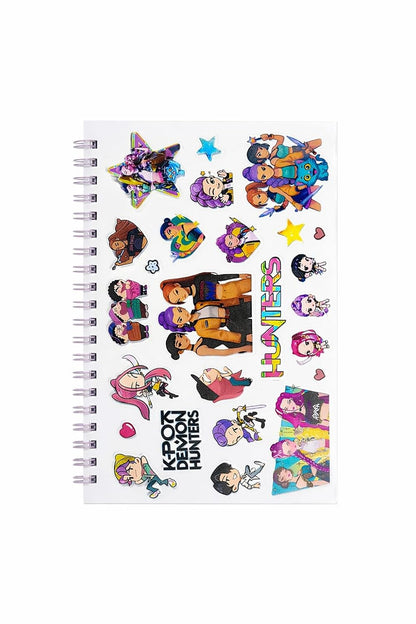 K POP Demon Hunters Sticker Notebook for Kids & Teens | Spiral Bound Sticker Book with Cute Demon Stickers | Reusable Scrapbook Diary for Girls Boys | Gift for Anime & Demon Fans (250 Stickers)