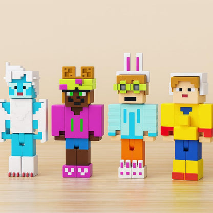 Minecraft Building Block Set for Kids, 4 Pcs Mini Figures Play Set, Action Figures | Creative Building Toys for Boys & Girls Age 6+ (Style B)