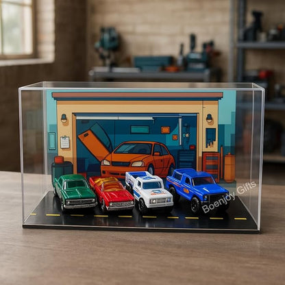 Premium Acrylic Display Garage Case for Hot Wheels - Box- 21x15x13 cm (only The Display case, Without Cars)