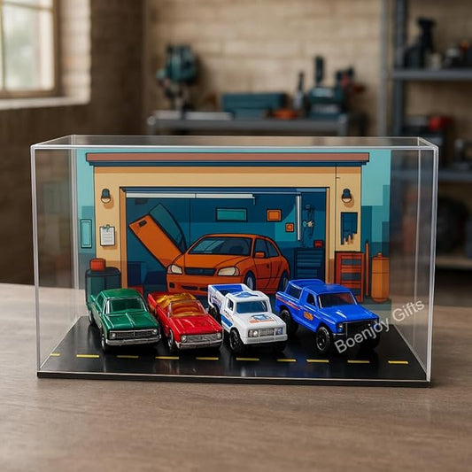 Premium Acrylic Display Garage Case for Hot Wheels - Box- 21x15x13 cm (only The Display case, Without Cars)