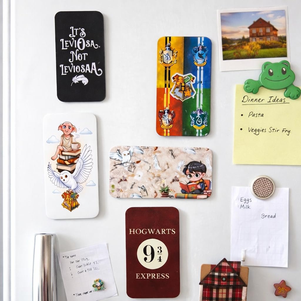 Harry Potter Fridge Magnets Set of 5 | Rectangular Character Magnets | Decorative Kitchen, Whiteboard, Locker Accessories | Strong Magnetic for Kids & Home Dcor (12x7 cm)