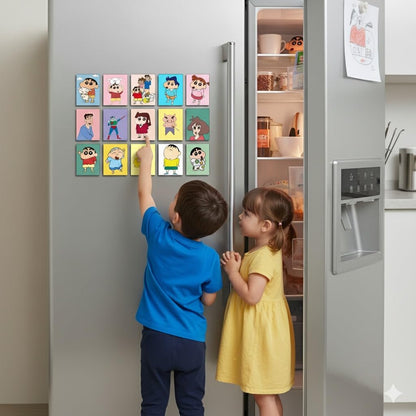 Shinchan Kids Fridge Magnet Set, Refrigerator Magnets | Fun Collectible Gift & Home Décor (Pack of 20) 4x5 cm