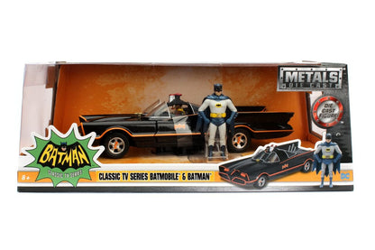 Jada Toys 98259 1966 Classic TV Series Batmobile With Batman And Robin Figures 1/24 Scale Diecast Model, Multicolor ( COD NOT AVAILABLE)