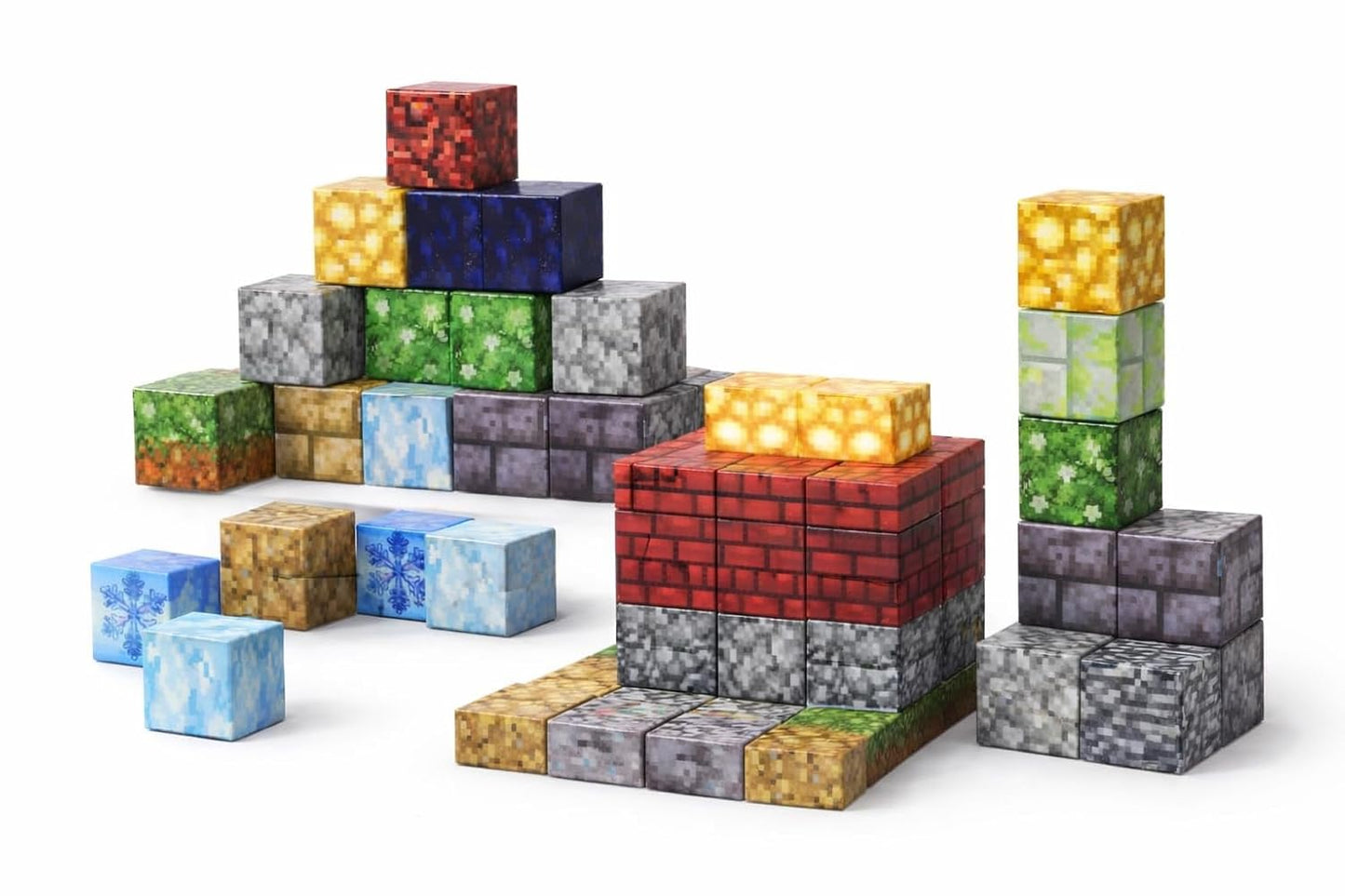 Mincraft Magnetic Building Blocks Toy Set (20 Pieces) | Colorful Cube Construction Blocks with Strong Magnets | STEM Educational Toy for Kids | Creative Stacking, Learning Playset