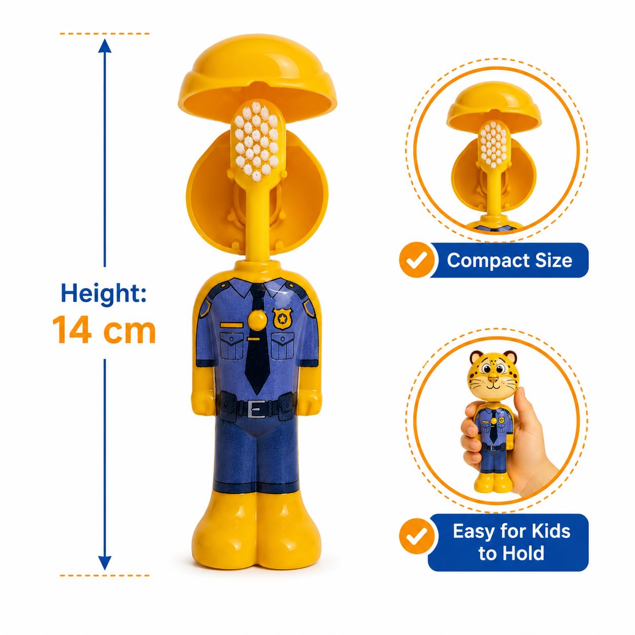 Zootopia Clawhauser Kids Pop-Up Toothbrush | Clawhauser Character Soft Bristle Toothbrush with Protective Cap for kids Boys & Girls
