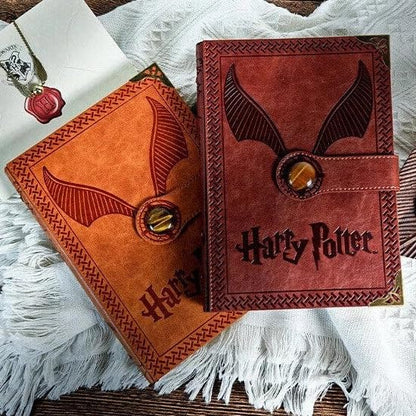 Harry Potter Vintage Leather Diary Notebook | Wizard Theme Journal with Lock | Plain Pages | A5 Size (22 x 16 x 5 cm) | Gift for Fans, Students & Writers