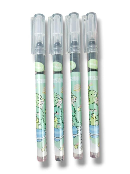 4Pcs Dinosaur Pens Cute Pens 0.5mm Black Pen