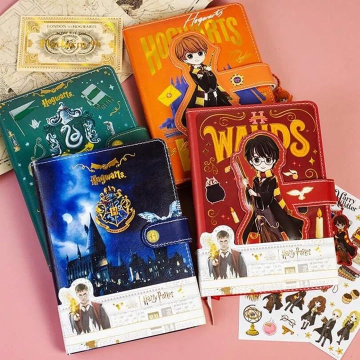 Harry Potter Inspired Lock Diary with Magnetic Snap | 1 Pc A5 Planner Notebook | Cute Cartoon Design | Lined Pages | Gift for Kids, Teens & Fans