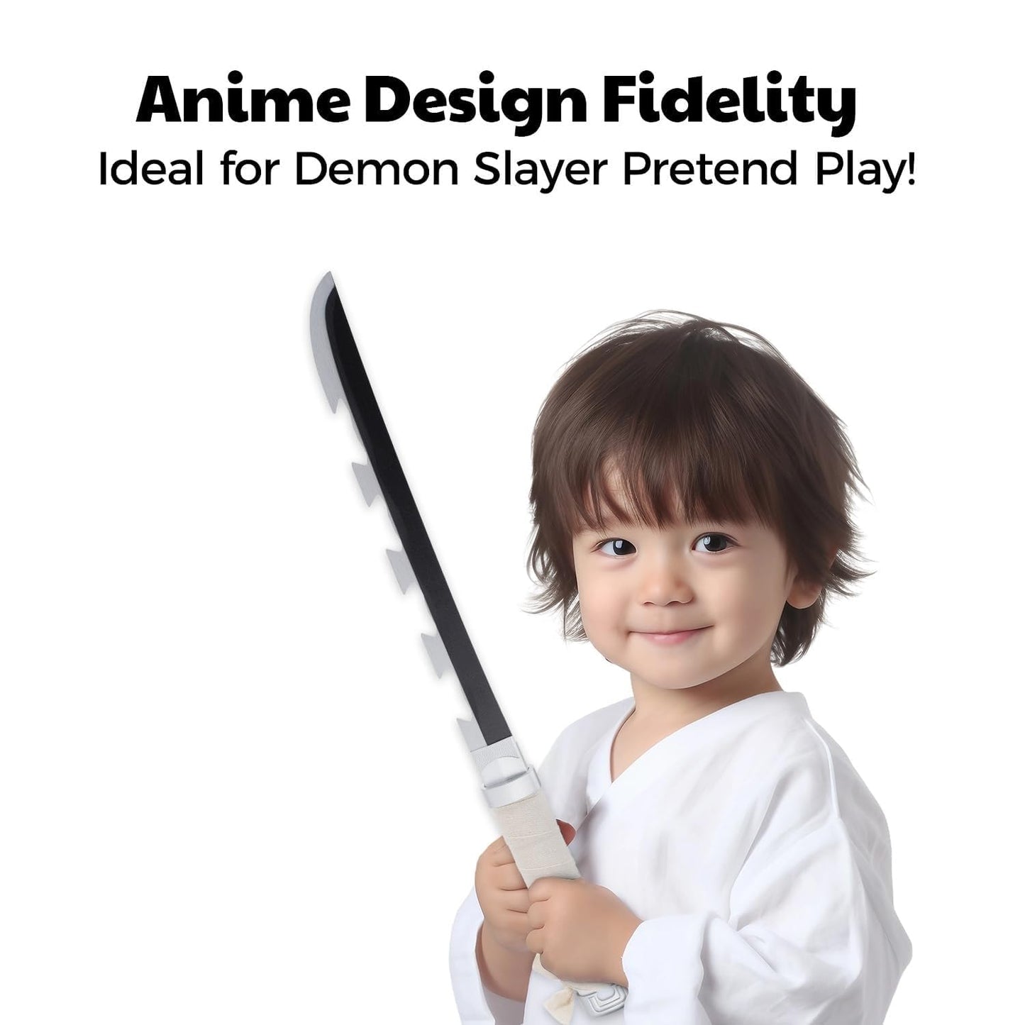 Demon Slayer Wooden Katana Sword 23.6 Inch Anime-Inspired Toy Sword with Scabbard & Stand | Safe Cosplay Prop for Pretend Play & Costume Use (Demon Slayer