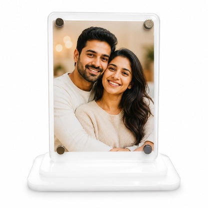 Magnetic Acrylic Photo Frame Stand, Clear Transparent Picture Holder, Easy Photo Change, Double-Sided Tape Included, Desktop Display for Home, Office, Car Dashboard & Gifts