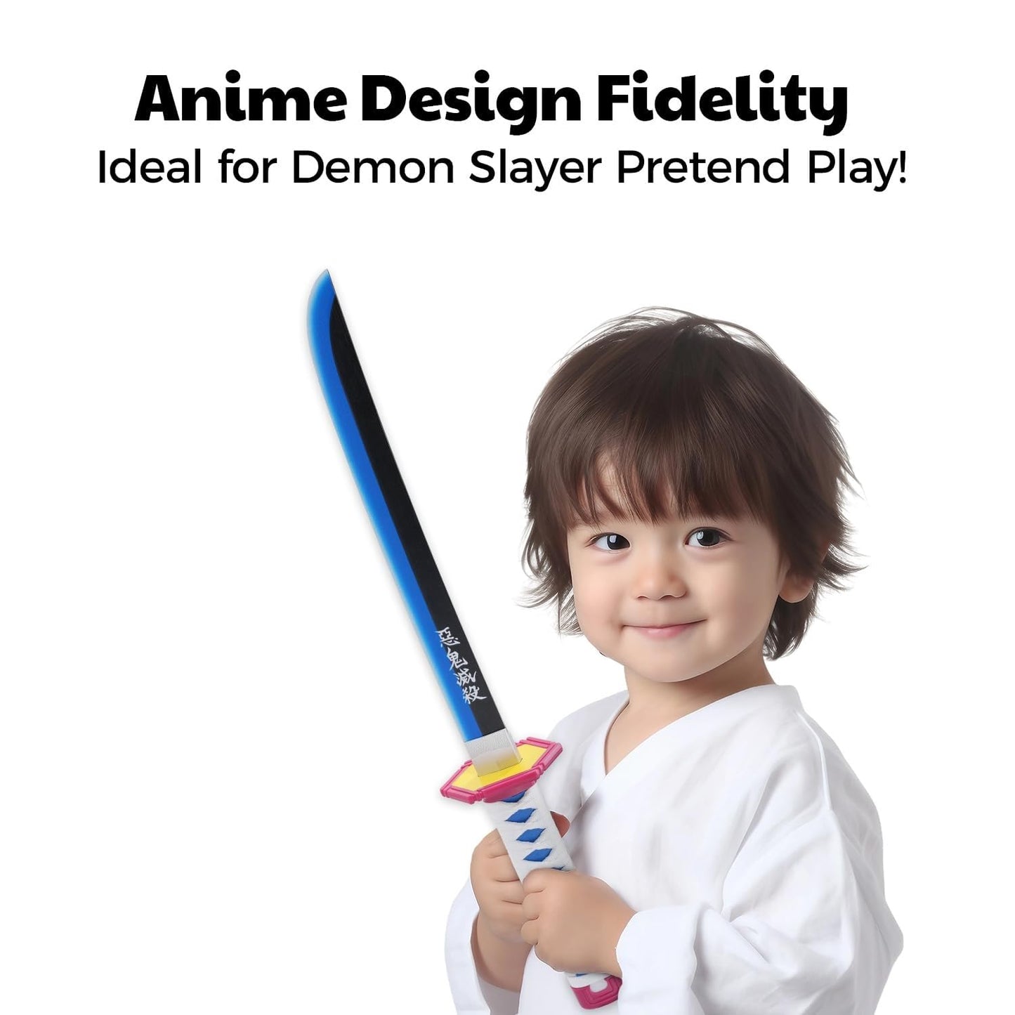 Demon Slayer Wooden Katana Sword 23.6 Inch Anime-Inspired Toy Sword with Scabbard & Stand | Safe Cosplay Prop for Pretend Play & Costume Use (Demon Slayer (Giyu Tomioka))