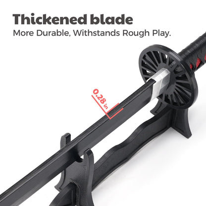 Demon Slayer Wooden Katana Sword 23.6 Inch Anime-Inspired Toy Sword with Scabbard & Stand | Safe Cosplay Prop for Pretend Play & Costume Use (Demon Slayer (Black Tanjiro))