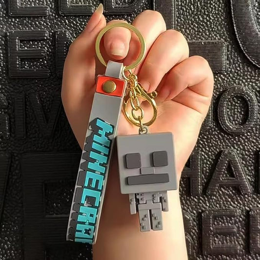 Minecraft Keychain with Loop and Hook Key Chain for Bag Charm, Car Keyring, Bike Keychain (Style F)