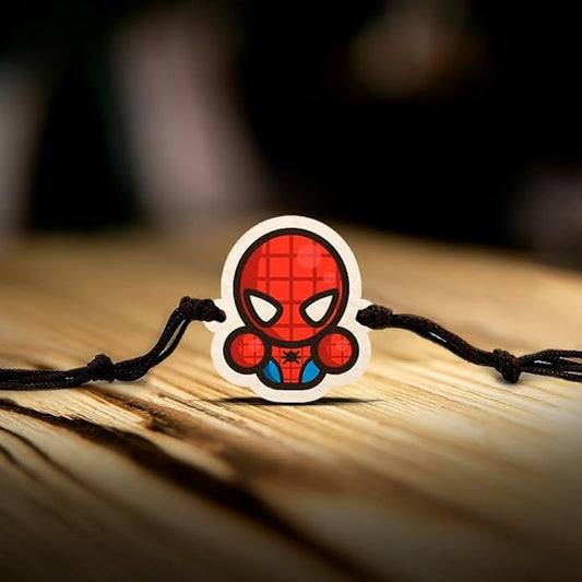 Spider- Man | Premium Wooden Rakhi | Handmade Paper Packing | Soft Nylon Thread | Size - 4 x 3 cm