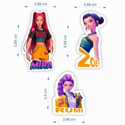 K-POP Demon MDF Wood Fridge Magnet Pack of 3 | Character Design | Strong Refrigerator Magnets | Anime & K-Pop Fan Collectible Decor
