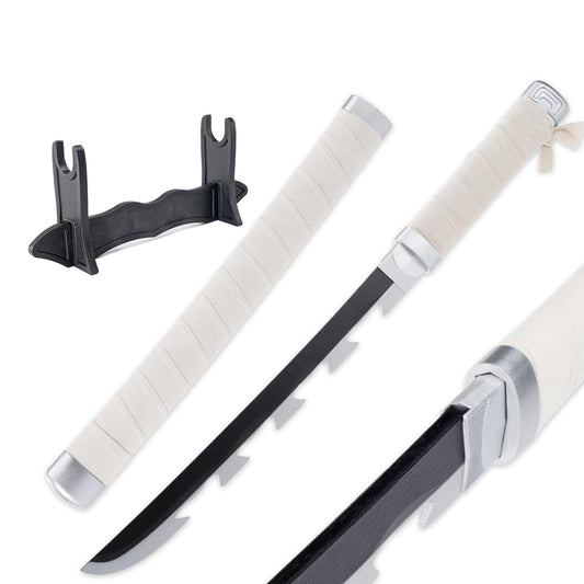 Demon Slayer Wooden Katana Sword 23.6 Inch Anime-Inspired Toy Sword with Scabbard & Stand | Safe Cosplay Prop for Pretend Play & Costume Use (Demon Slayer