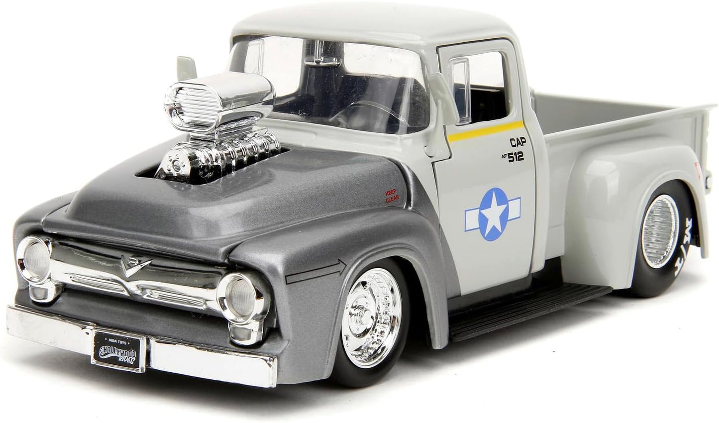 Jada Toys Street Fighter 1956 Ford Pickup 1:24 Die-Cast Model Car with Guile Figure, Opening Doors, Hood & Trunk, Collectible Vehicle for Kids & Fans(COD NOT AVAILABLE)