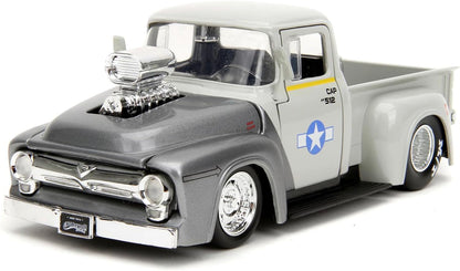 Jada Toys Street Fighter 1956 Ford Pickup 1:24 Die-Cast Model Car with Guile Figure, Opening Doors, Hood & Trunk, Collectible Vehicle for Kids & Fans(COD NOT AVAILABLE)