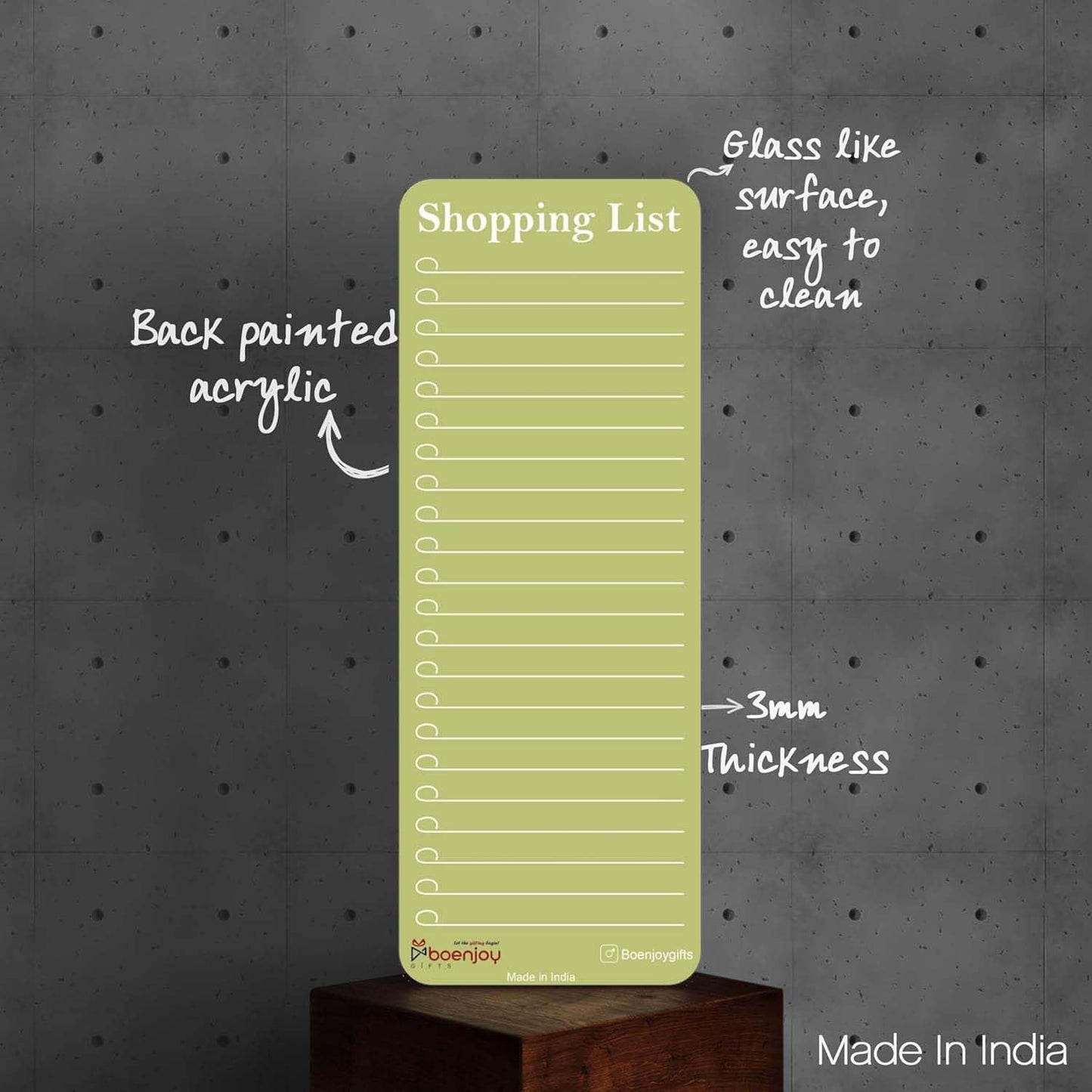Magnetic Shopping List for Fridge, Dry Erase Board with Marker, 24x9 cm Kitchen Notepad, Grocery List Organiser, Personal Organisers, to Do List, Green