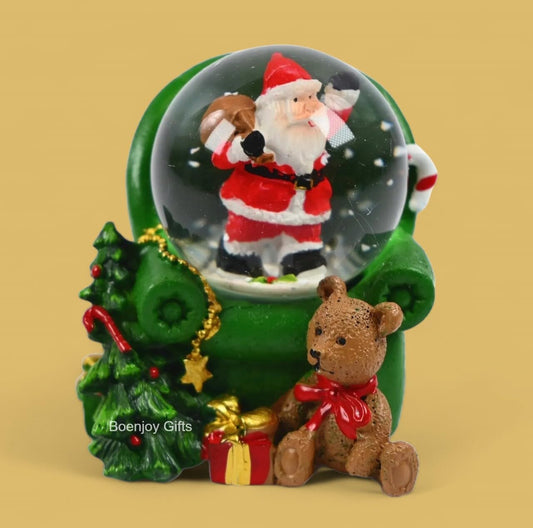 Christmas Santa Claus Snow Globe Glitter Dome Water Christmas Decoration with Santa in Sofa Base, Size Approx 8 cm (No Music or Light)