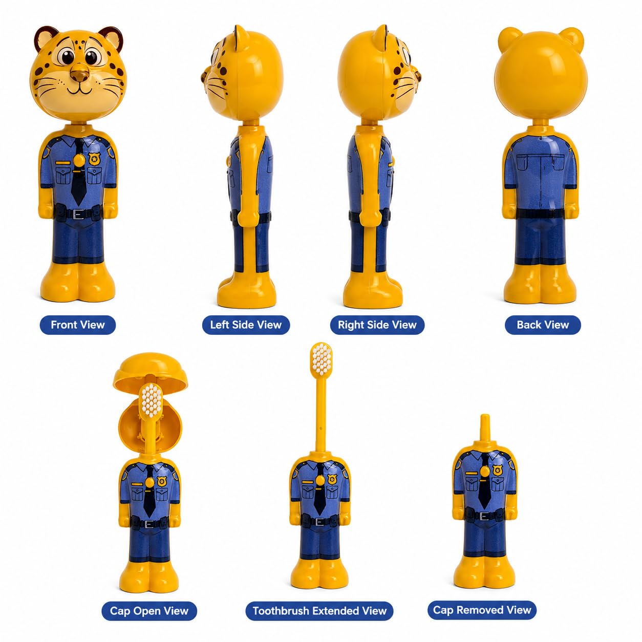 Zootopia Clawhauser Kids Pop-Up Toothbrush | Clawhauser Character Soft Bristle Toothbrush with Protective Cap for kids Boys & Girls