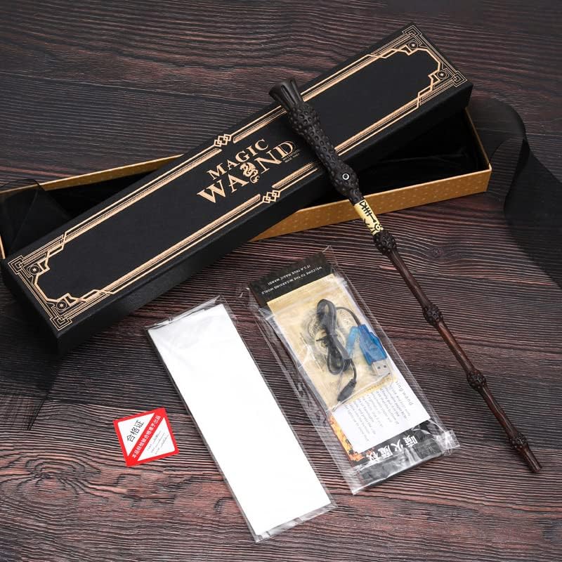 Harry Potter Magic Wand with Fire Effect | Wizard Fire Spitting Wand Costume Prop | Fireball Magic Wand for Party & Halloween | Gift Packaging with Manual | Dumbledore Style Wan